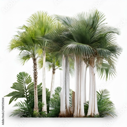 isolated white trees trunks and typical stems