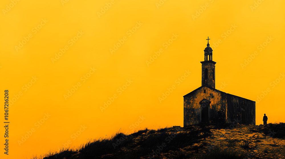 Elegant Ocre Dark Gold Gradient Image Featuring a Simple Lines Castle in Rectangle Format Elegant Ocre Dark Gold Gradient Image Featuring a Simple Lines Castle in Rectangle Format