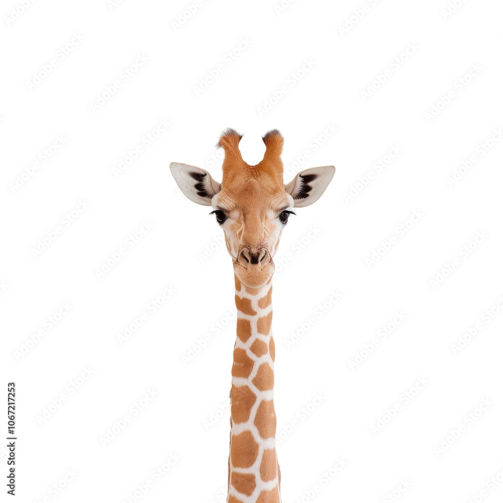 Obraz premium Giraffe head, white isolated background