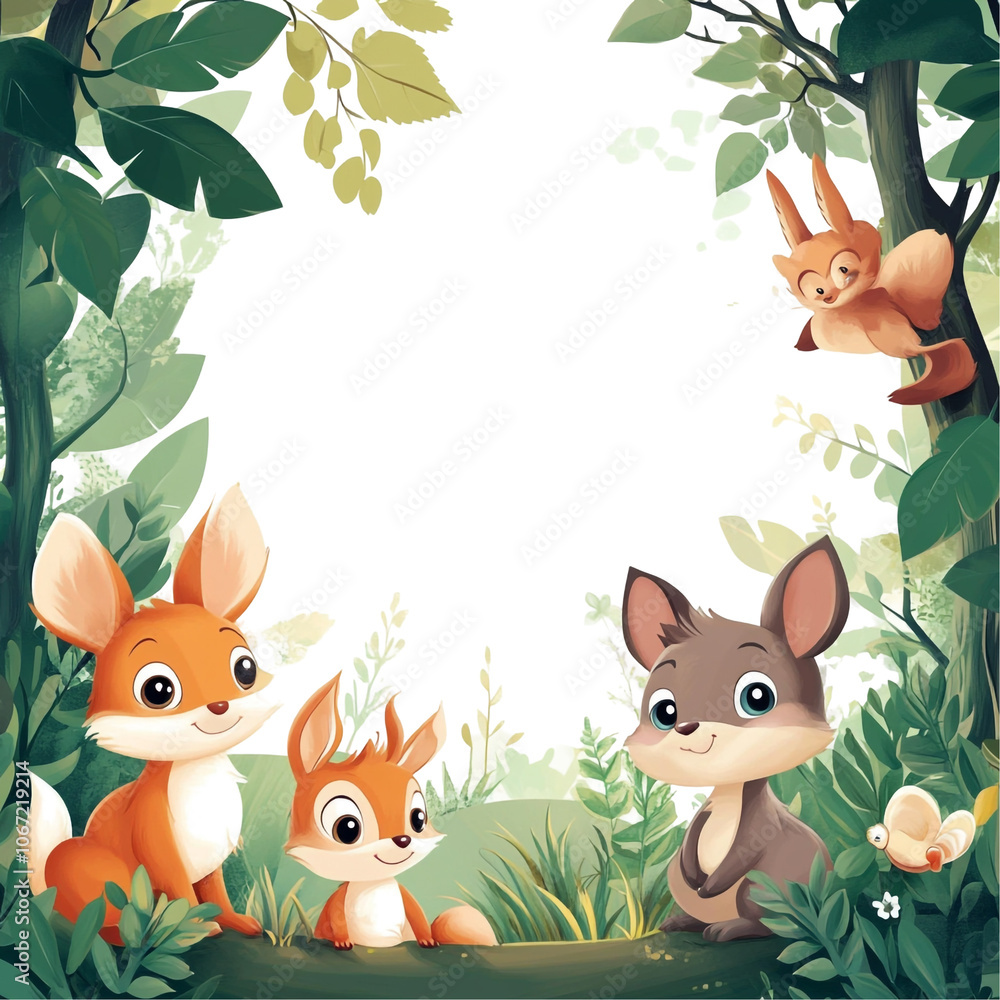 Cute Animals in a Forest Cute Animals in a Forest