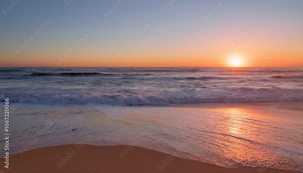 Waves on the beach at red sunset Waves on the beach at red sunset