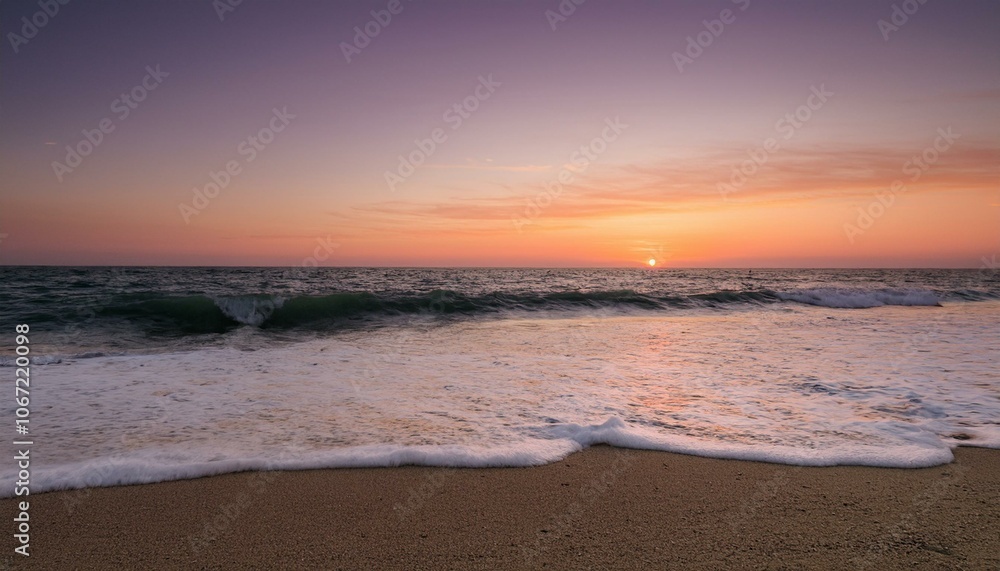 Waves on the beach at red sunset Waves on the beach at red sunset