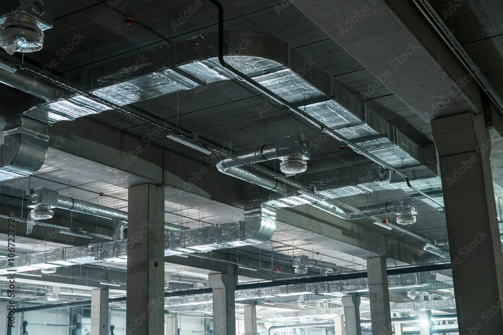 Industrial Ceiling with Ductwork and Piping System Industrial Ceiling with Ductwork and Piping System