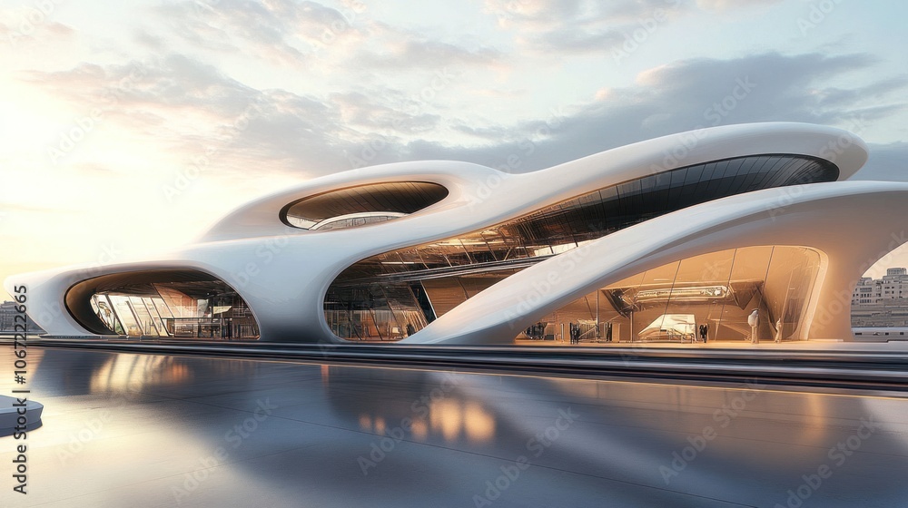 Obraz premium High-Speed Train Station - Station for high-speed trains, with modern architecture and sleek platforms.