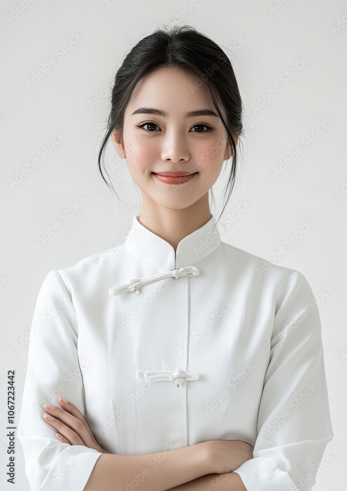 Office professional dress, white background, half-length shot, confident smile, Chinese professional woman, executive, Canon, super detail, 4K, best quality , generative ai Office professional dress, white background, half-length shot, confident smile, Chinese professional woman, executive, Canon, super detail, 4K, best quality , generative ai