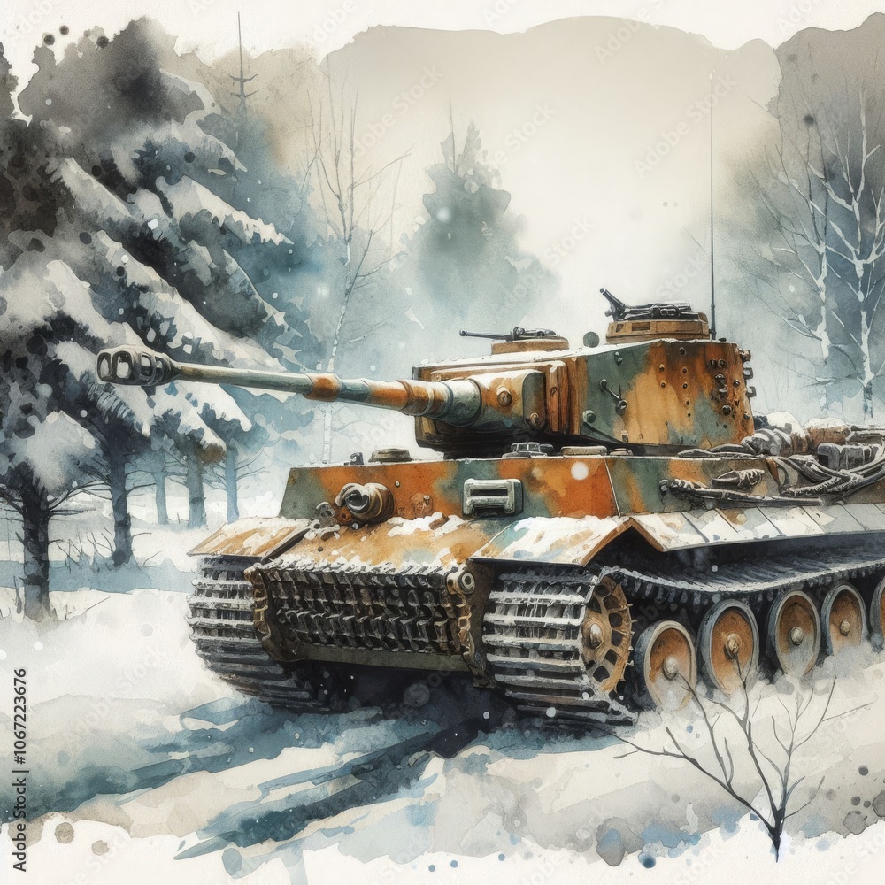 Tiger I Moving Through Snowy Forest Tiger I Moving Through Snowy Forest