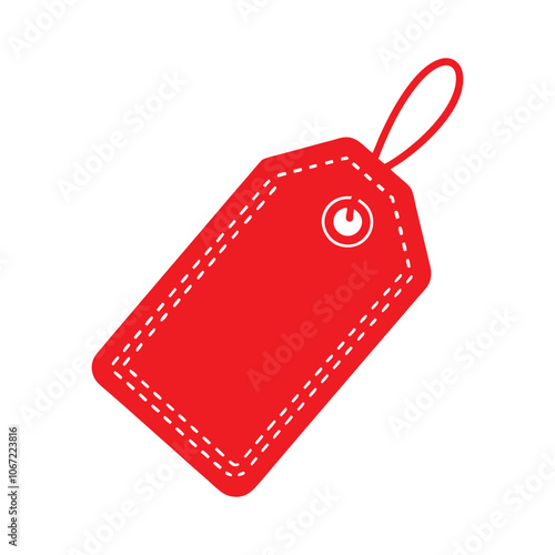 Red Price Tag Vector Illustration - Isolated on White, Minimalist Design for Sale, Discount, Retail, and Promotional Marketing photo