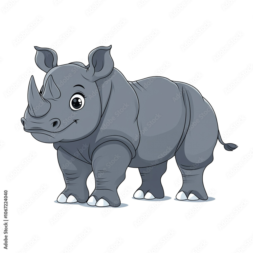 Fototapeta premium Cute Cartoon Rhino Illustration