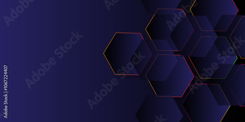 Abstract technology background with hexagons. modern geometric hexagon shape Poster, wallpaper, Landing page. geometric hexagonal, triangle, shape. Vector illustration. can be used in cover design.