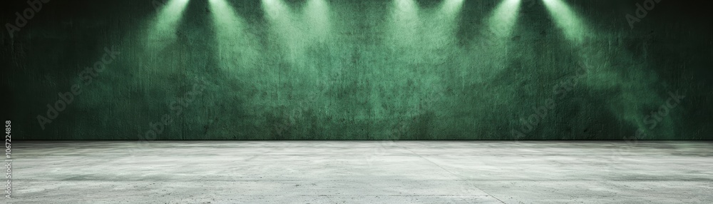 Empty green wall with subtle texture, featuring a polished concrete floor, ideal for showcasing products or creating a modern backdrop. Empty green wall with subtle texture, featuring a polished concrete floor, ideal for showcasing products or creating a modern backdrop.