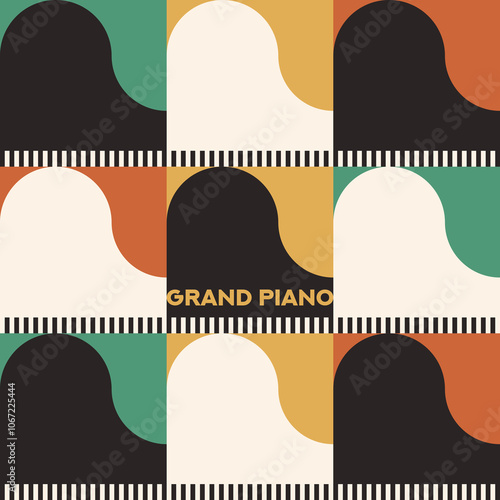 Piano. Musical poster for your design. Music elements design for card, invitation, flyer. Music background vector illustration. Music piano keyboard.