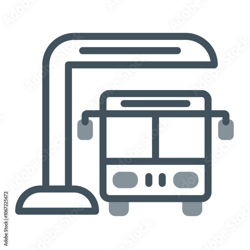 Bus Station Vector Icon Design