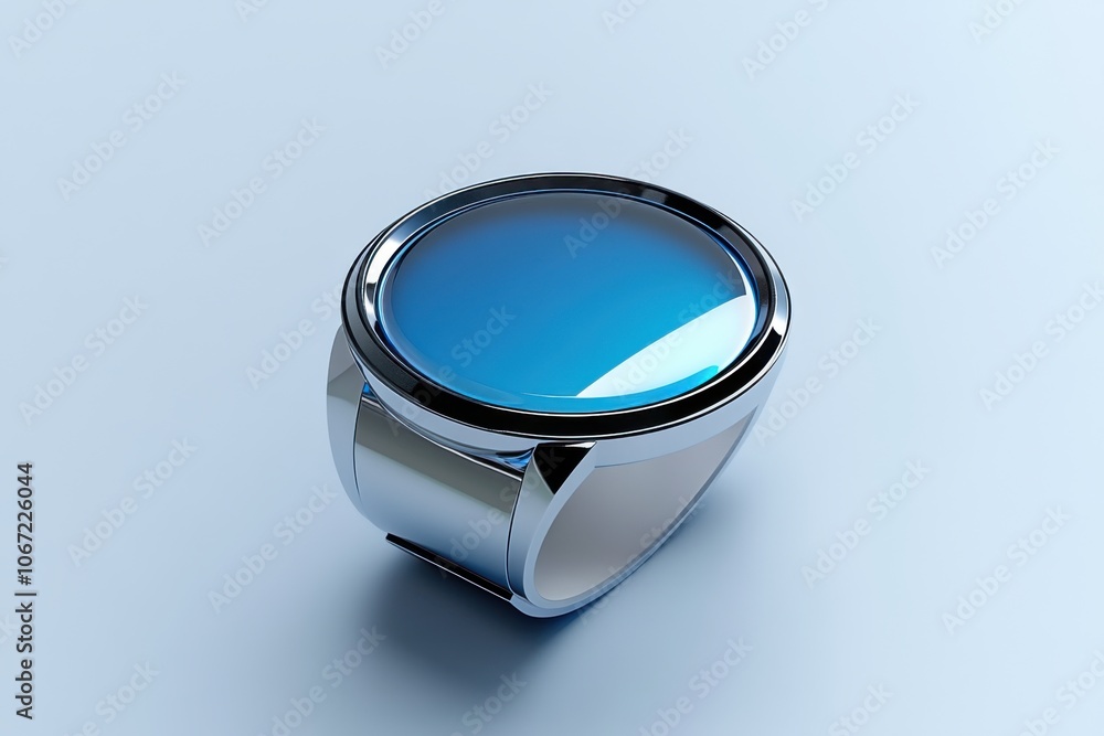 Modern Silver Ring with Reflective Blue Stone Modern Silver Ring with Reflective Blue Stone