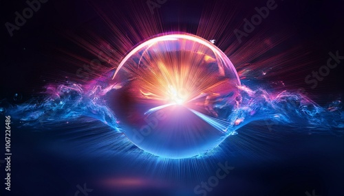 Colorful waves radiating from a glowing sphere Innovative ideas