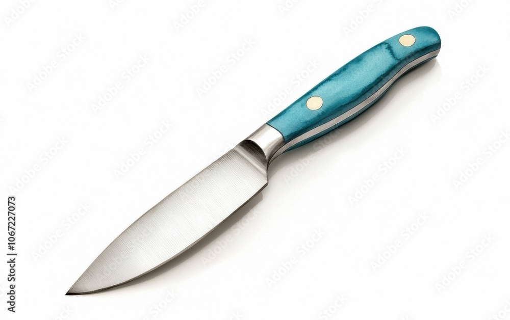 A sleek kitchen knife with a turquoise handle, perfect for culinary enthusiasts and chefs seeking style and precision in their cooking tools. A sleek kitchen knife with a turquoise handle, perfect for culinary enthusiasts and chefs seeking style and precision in their cooking tools.