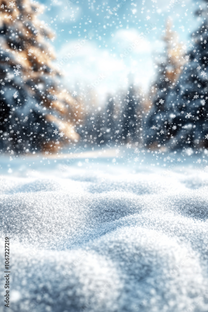 Snowdrifts and Blurry Winter Forest Snowdrifts and Blurry Winter Forest