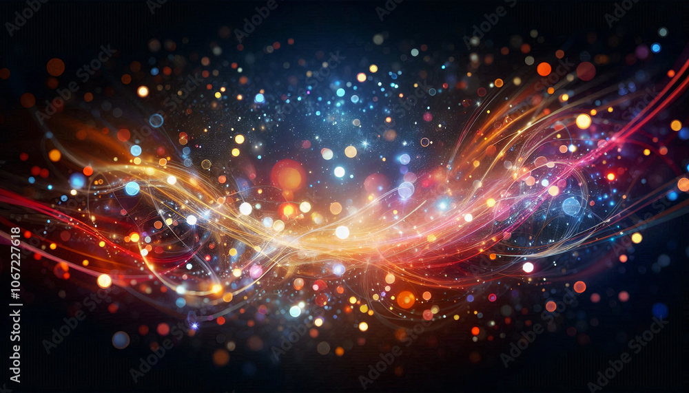 Naklejka premium Colorful light flows in a dark space, symbolizing energy and dynamics