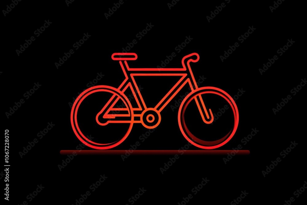 Fototapeta premium Neon Bicycle Line Art Illustration