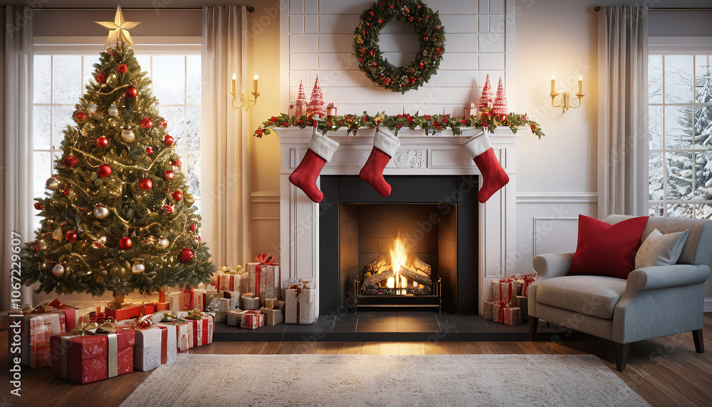 Christmas Fireplace and Tree Decor Christmas Fireplace and Tree Decor