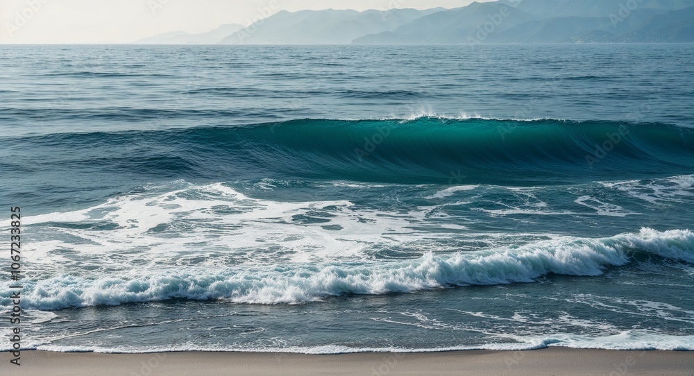 Fototapeta premium Ocean waves background for freshness relaxation and coastal elegance