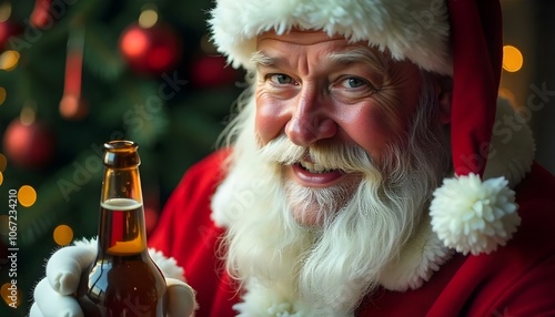 Santa on boxing day!  Father Christmas takes a well earned break with a beer photo