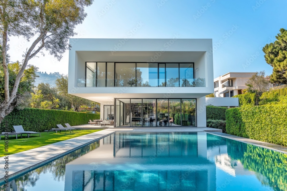 Ultra-Realistic Photo Render of Modern House with Swimming Pool and Garden Ultra-Realistic Photo Render of Modern House with Swimming Pool and Garden