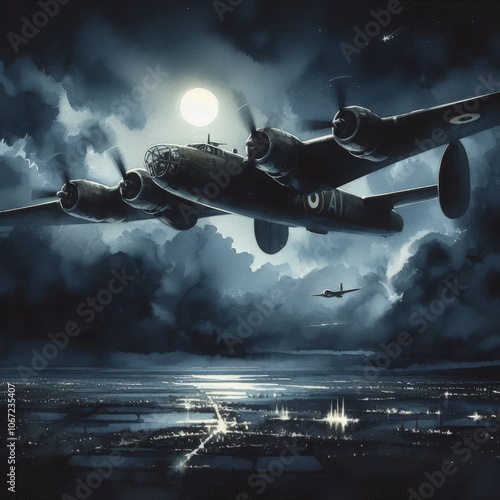 Night Raid with B-17 Bomber photo