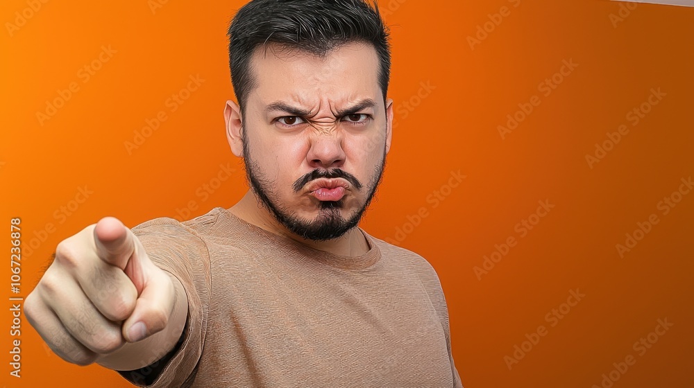 Anger and Isolation of a Man on Colorful Background