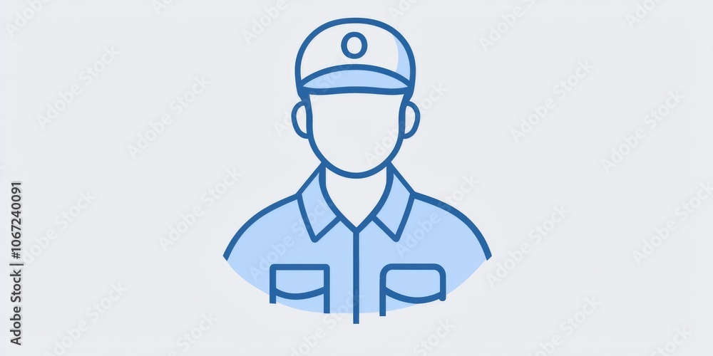 Outline icon of a worker in uniform, suitable for professional use. Outline icon of a worker in uniform, suitable for professional use.