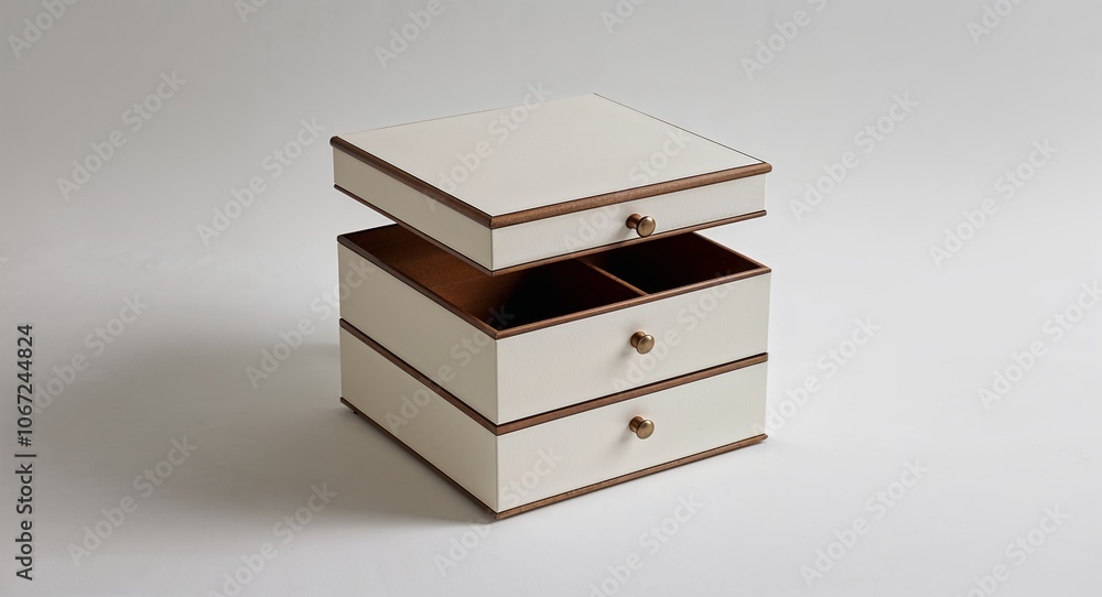 Double layer box with secret compartment for added storage on plain white background Double layer box with secret compartment for added storage on plain white background