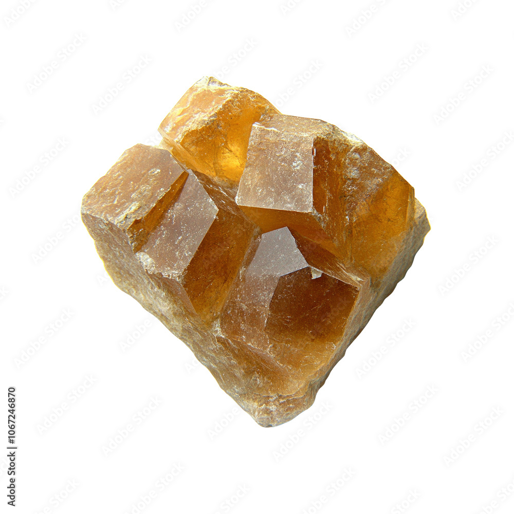 Raw Brown Crystal with Facets on Transparent Background Raw Brown Crystal with Facets on Transparent Background