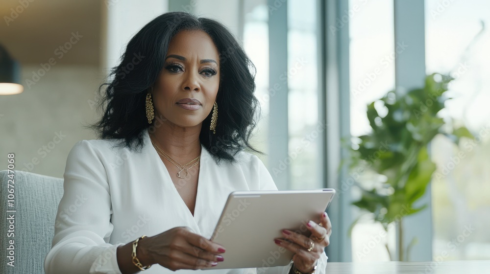 The Woman with Tablet Device