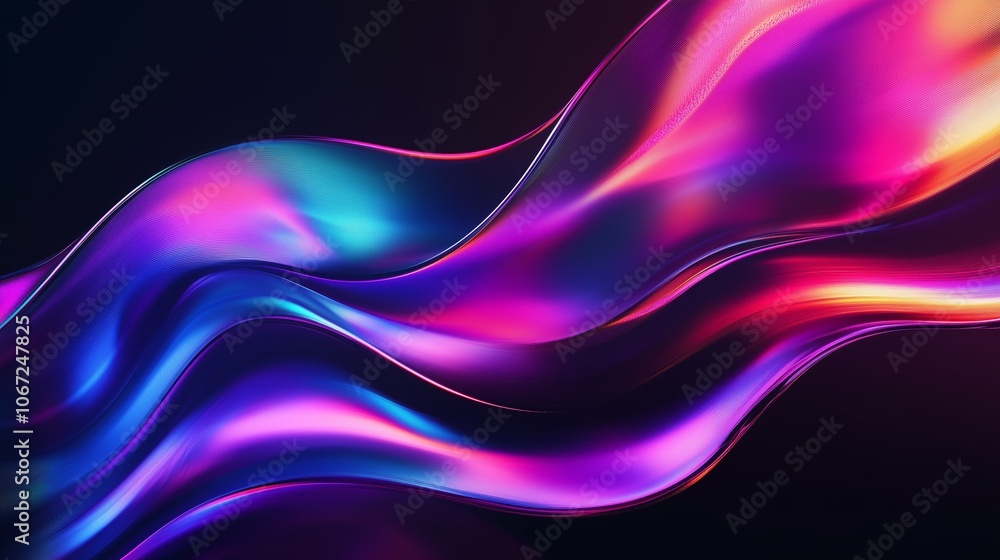 Colorful abstract waves flowing gracefully in a dark space with vibrant hues at dusk Colorful abstract waves flowing gracefully in a dark space with vibrant hues at dusk