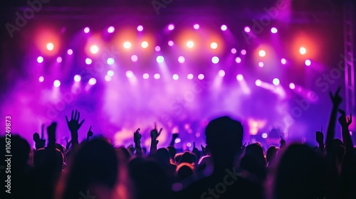 Wallpaper Mural Purple Concert Vibe - Bold purple lights illuminating the concert scene, creating an engaging and colorful vibe. Torontodigital.ca