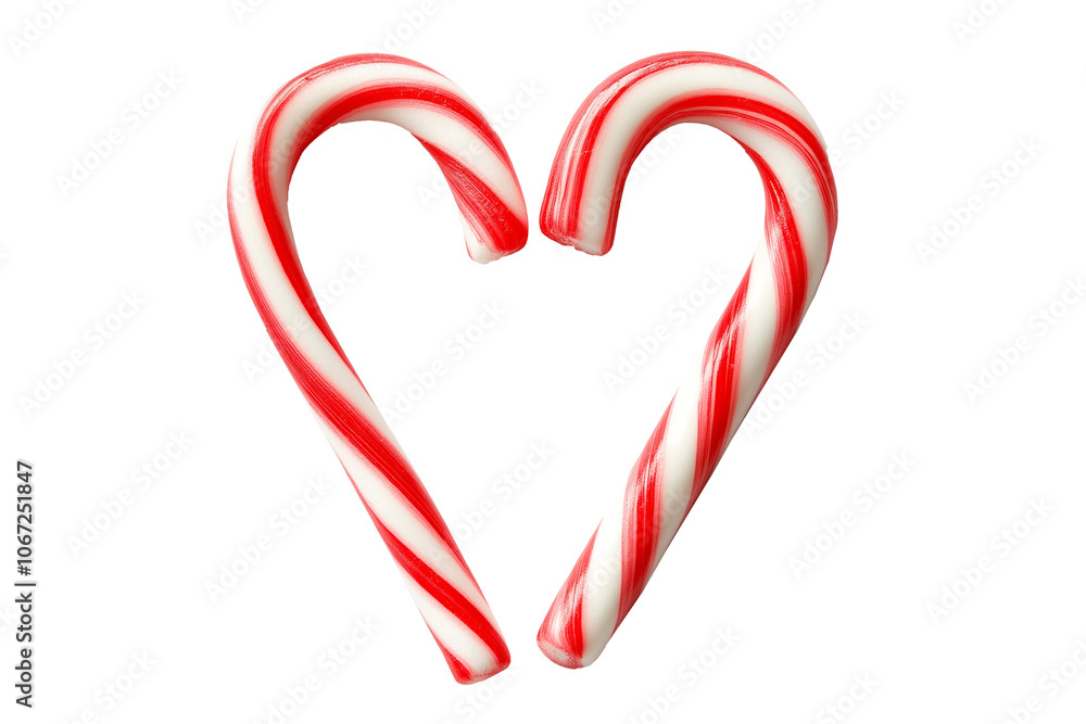 two candycanes making a heart shape on transparent background two candycanes making a heart shape on transparent background
