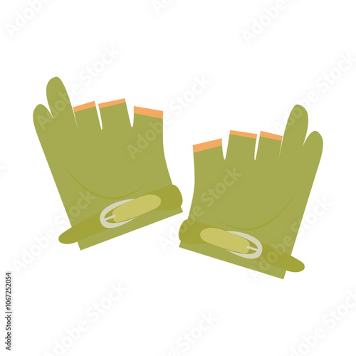 Climbing gloves in flat design. Alpinism equipment and protection hand wear. Vector illustration isolated.