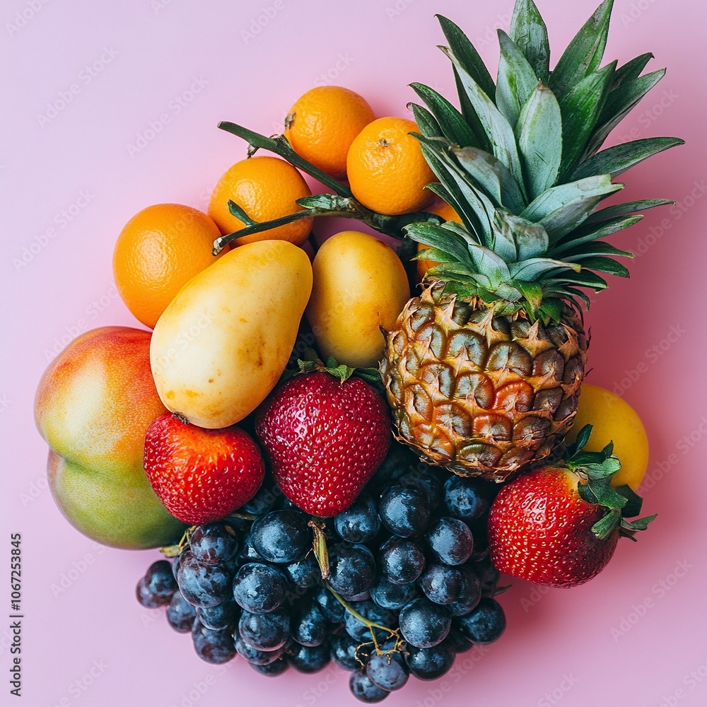 photo of fresh fruits good looking fresh, fruits, delicious, creative, advertisement, pink background, artistic. front view photography. generative ai photo of fresh fruits good looking fresh, fruits, delicious, creative, advertisement, pink background, artistic. front view photography. generative ai