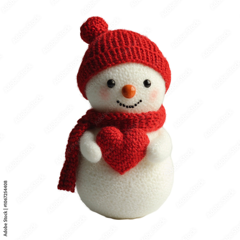 Cute snowman standing holding a heart with transparent background. Cute snowman standing holding a heart with transparent background.