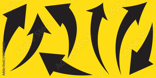 Black curved arrows icons set. Arrow sign in flat style. Wind movement image, process repeat symbol, rotation. Vector illustration. eps 10.