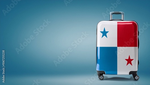 パナマの国旗のスーツケース。(Panama flag on a stylish suitcase and copy space.)
 photo