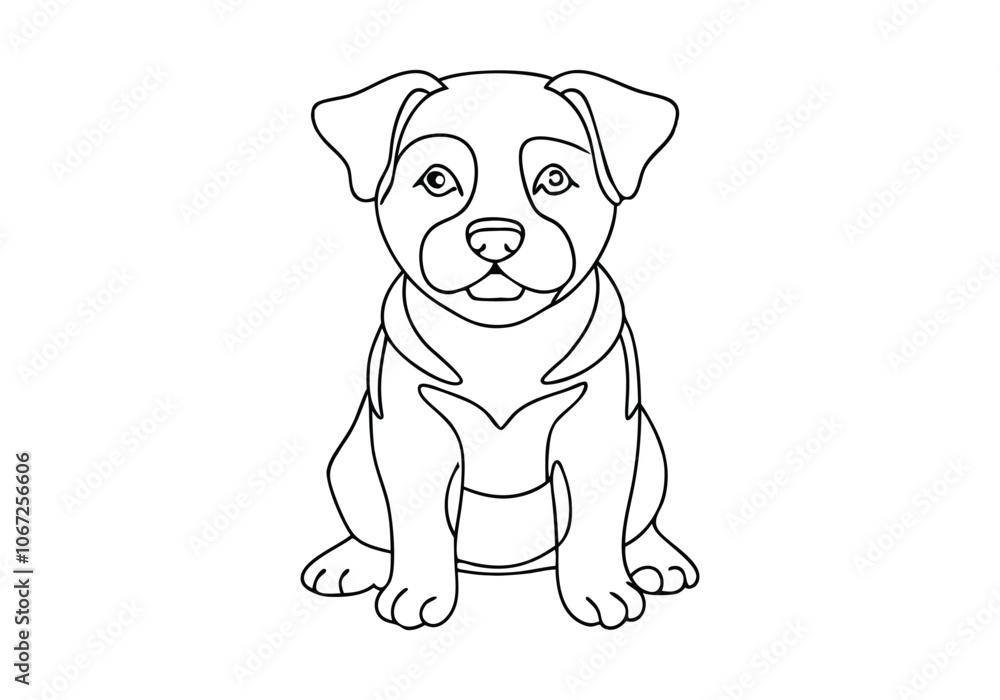 Fototapeta premium Continuous Line Art of a Cute Dog – Minimalist Pet Illustration for Animal Lovers