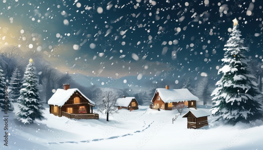 winter village with snow falling on it winter village with snow falling on it
