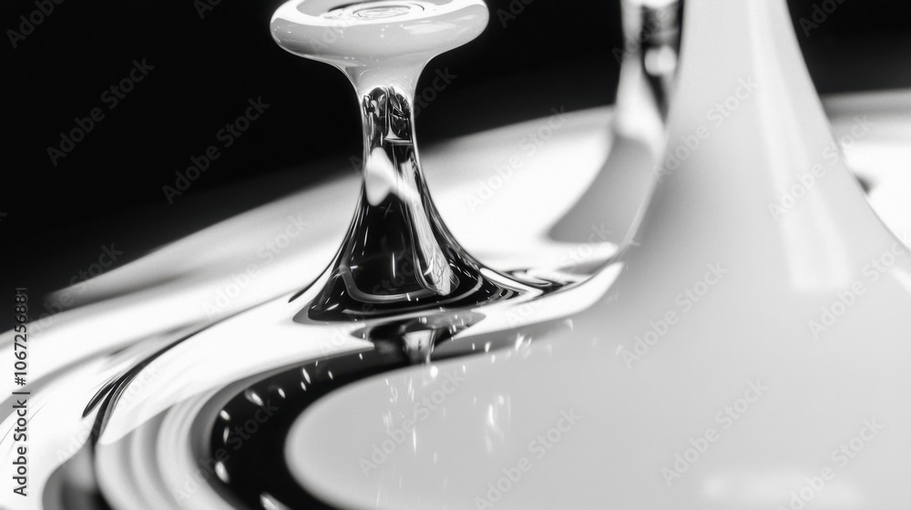 High-Resolution Close-Up of a Mercury Droplet on a Table Surface: Capturing the Fluid Dynamics and Reflective Properties of Mercury Against a Minimalist Background High-Resolution Close-Up of a Mercury Droplet on a Table Surface: Capturing the Fluid Dynamics and Reflective Properties of Mercury Against a Minimalist Background