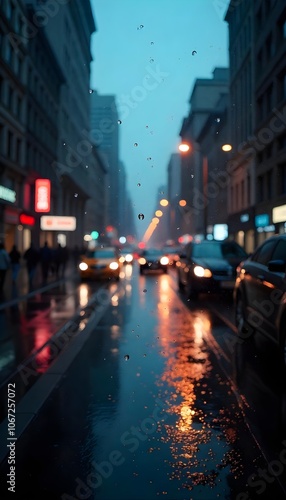 Moody Rainy Cityscape Phone Wallpaper - Close Up of Urban Serenity