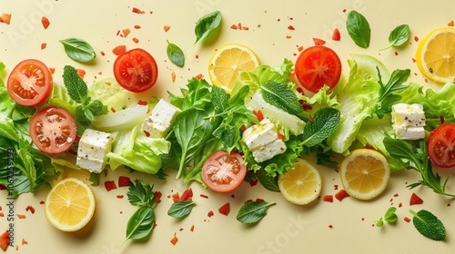 a salad with lettuce, tomatoes and cheese