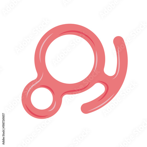 Climbing descender in flat design. Alpinism rope controller with 8 shape. Vector illustration isolated.