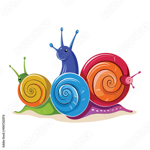 multicolored snail watercolor collection isolated