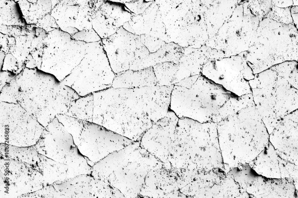 Obraz premium Black and white abstract grunge background with noticeable cracks and scuffs. Texture of cracked old paint