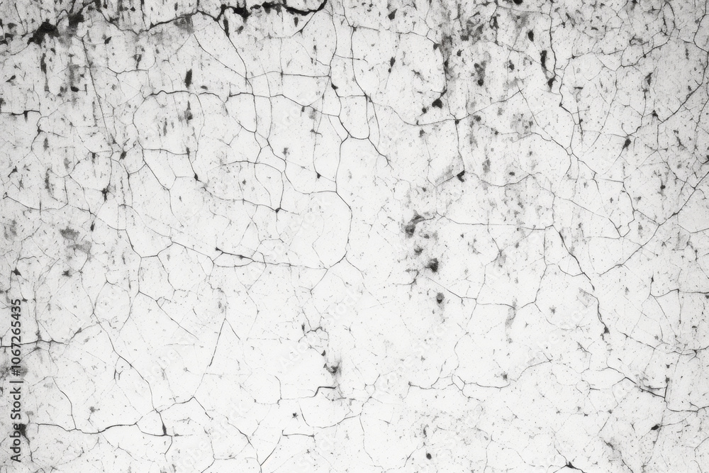 Obraz premium Black and white abstract grunge background with noticeable cracks and scuffs. Texture of cracked old paint