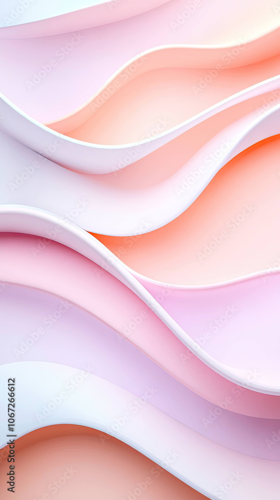 Elegant 3D minimal design with pastel lines and curves creates soothing visual experience. soft color palette evokes sense of calm and tranquility Elegant 3D minimal design with pastel lines and curves creates soothing visual experience. soft color palette evokes sense of calm and tranquility